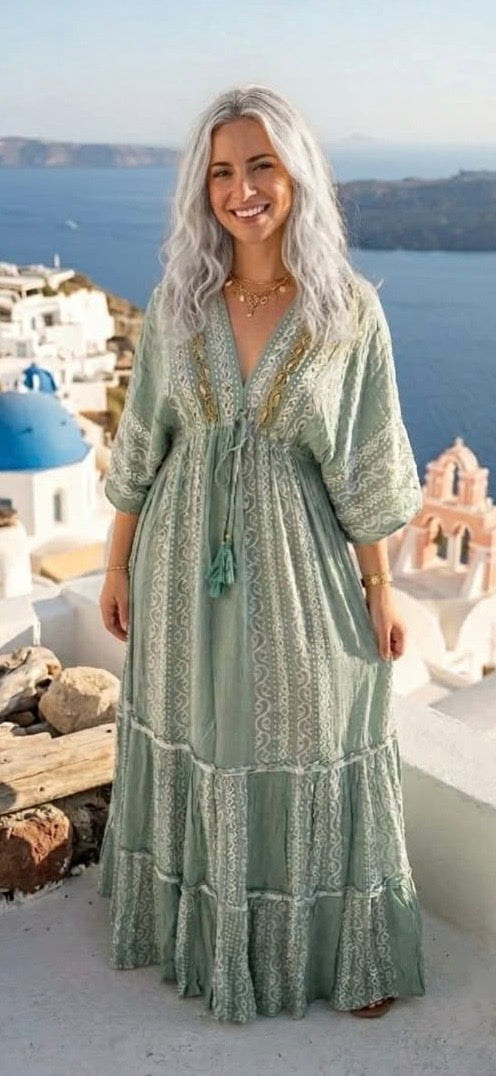 Long Boho Kimono Dress
