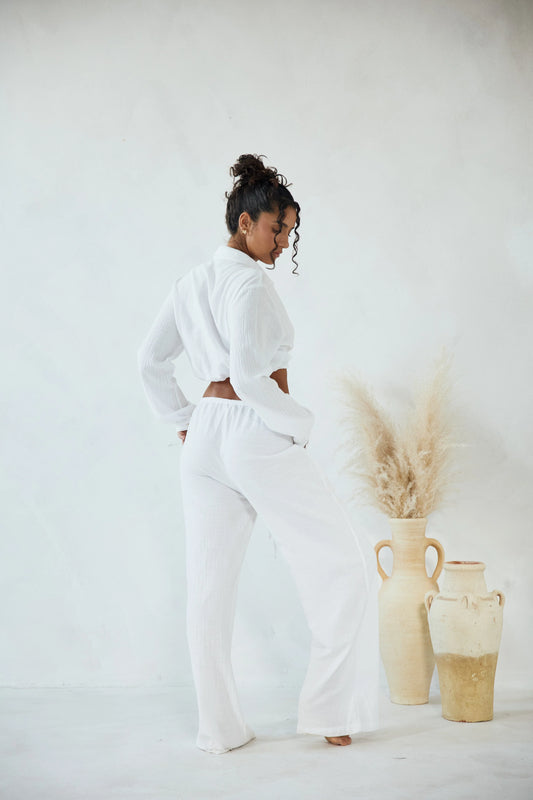Blanco by Nature Chiara Pants – 100% Cotton Resort Beach Pants