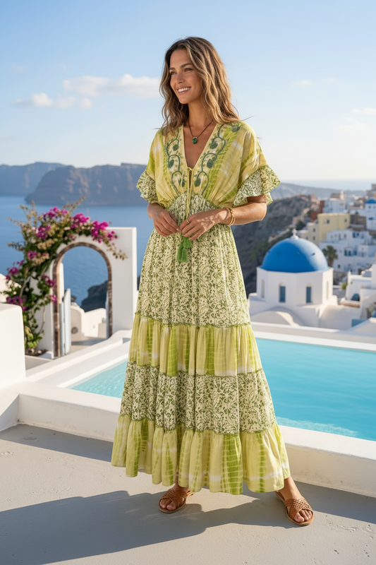 Printed Boho Kimono Dress
