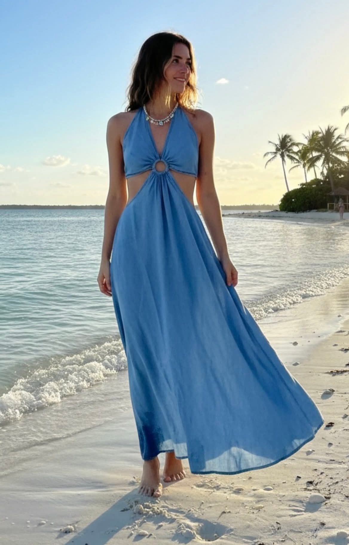 Denim Halter Ring Dress
