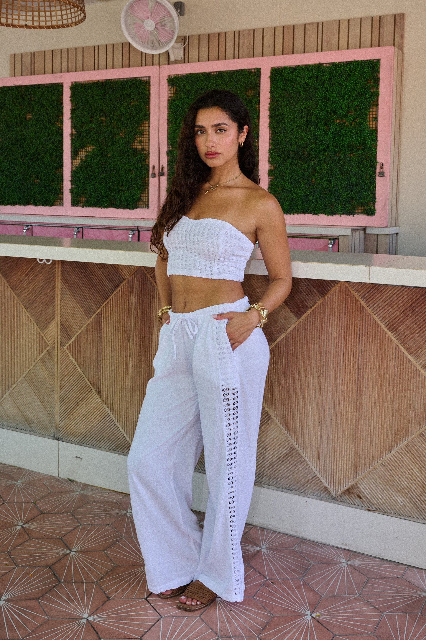 Blanco by Nature Gabriella Pant – 100% Cotton Resort Wide Leg Pants