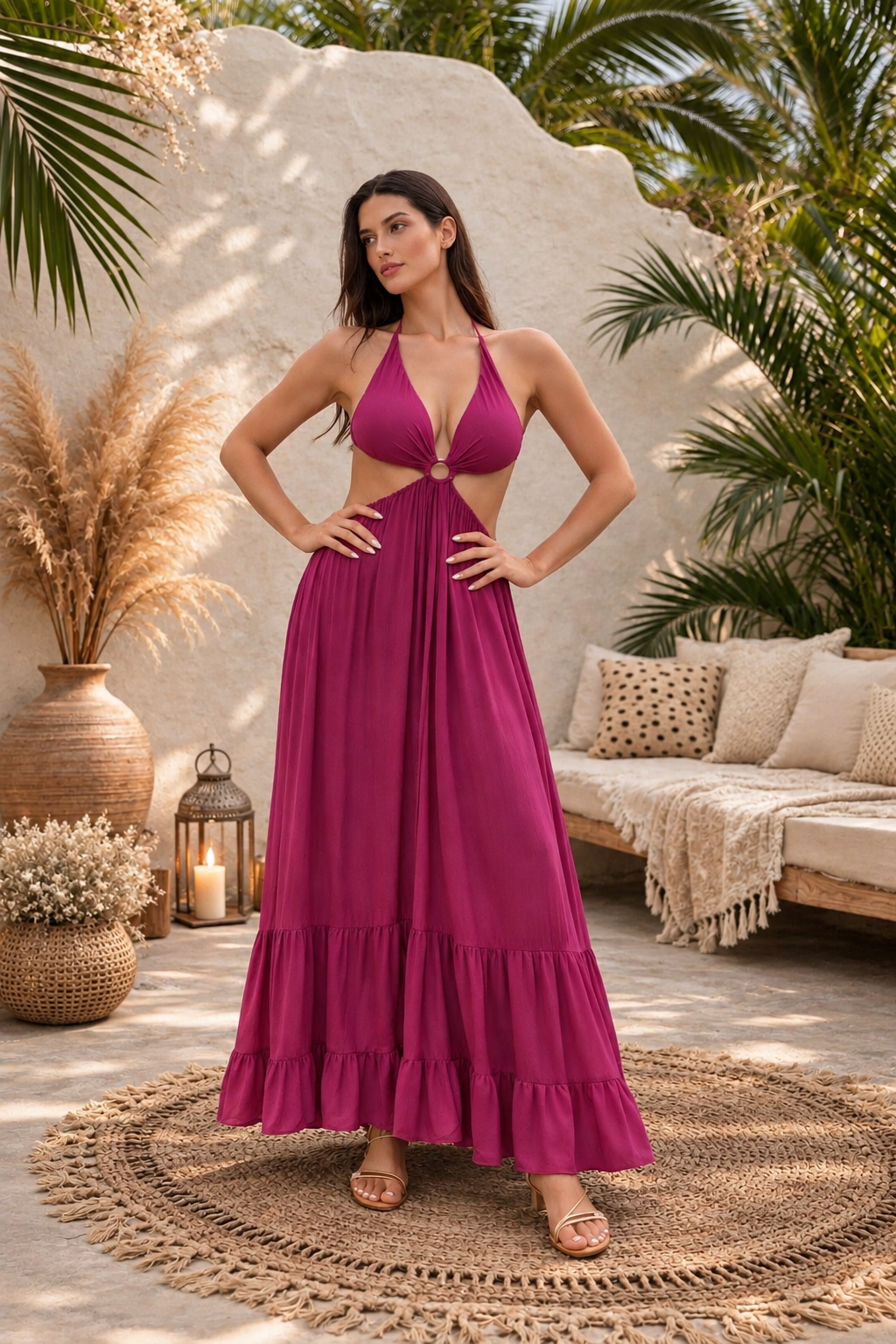 Uluwatu Collection Sirena Maxi Dress – Boho Cut-Out Resort Maxi Dress