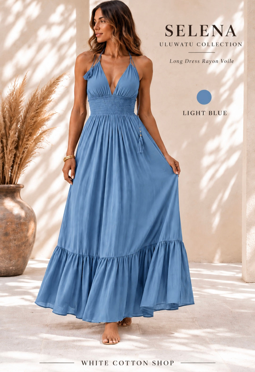 Selena Rayon Voile Maxi Resort Dress – Uluwatu Collection