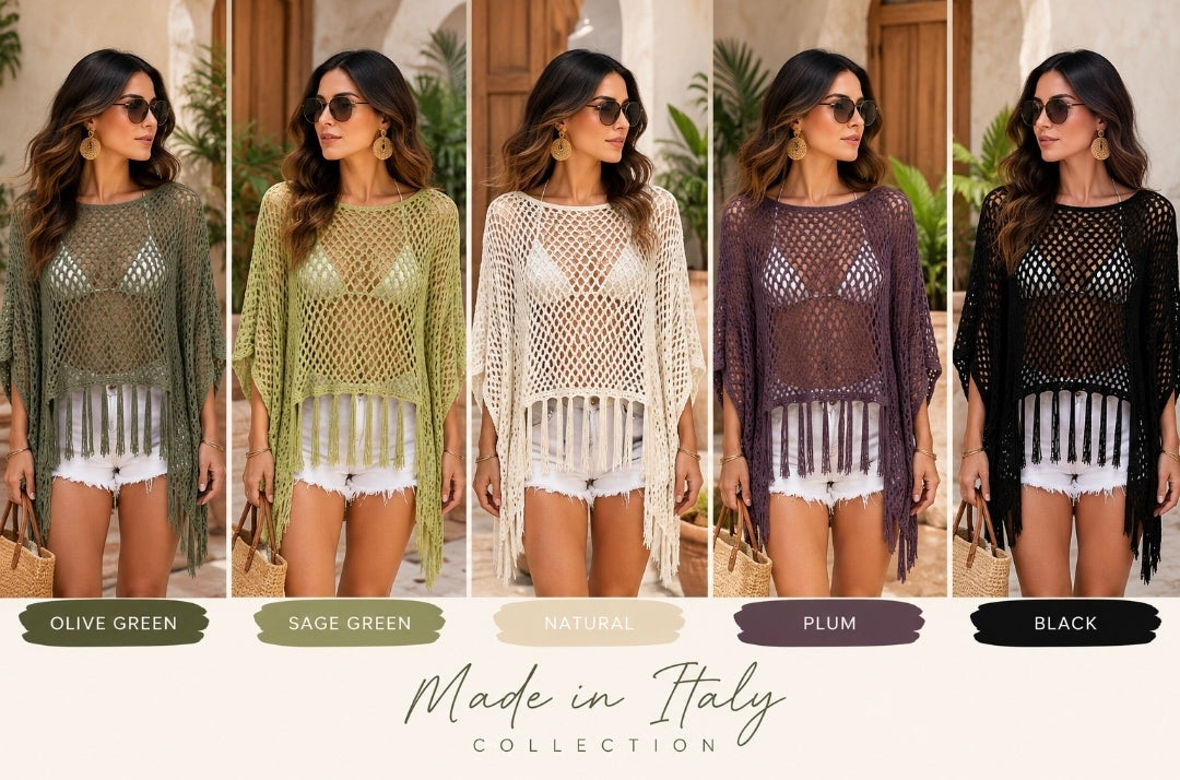 Amalfi Crochet Fringe Top – Made in Italy