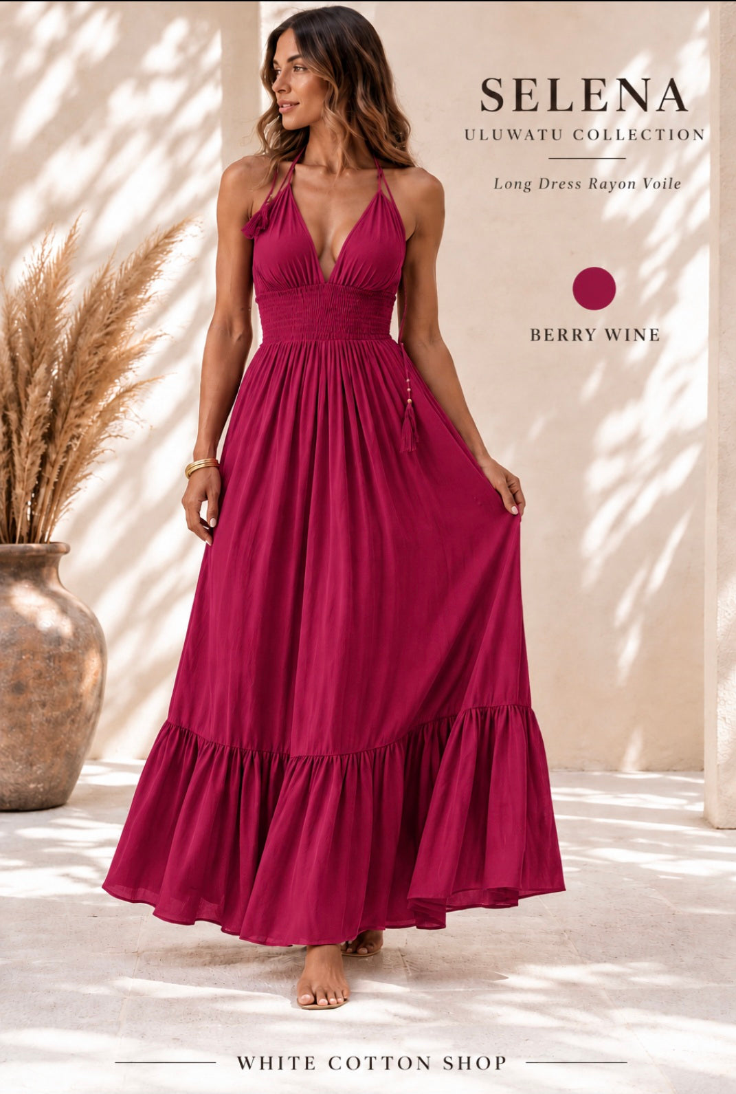 Selena Rayon Voile Maxi Resort Dress – Uluwatu Collection