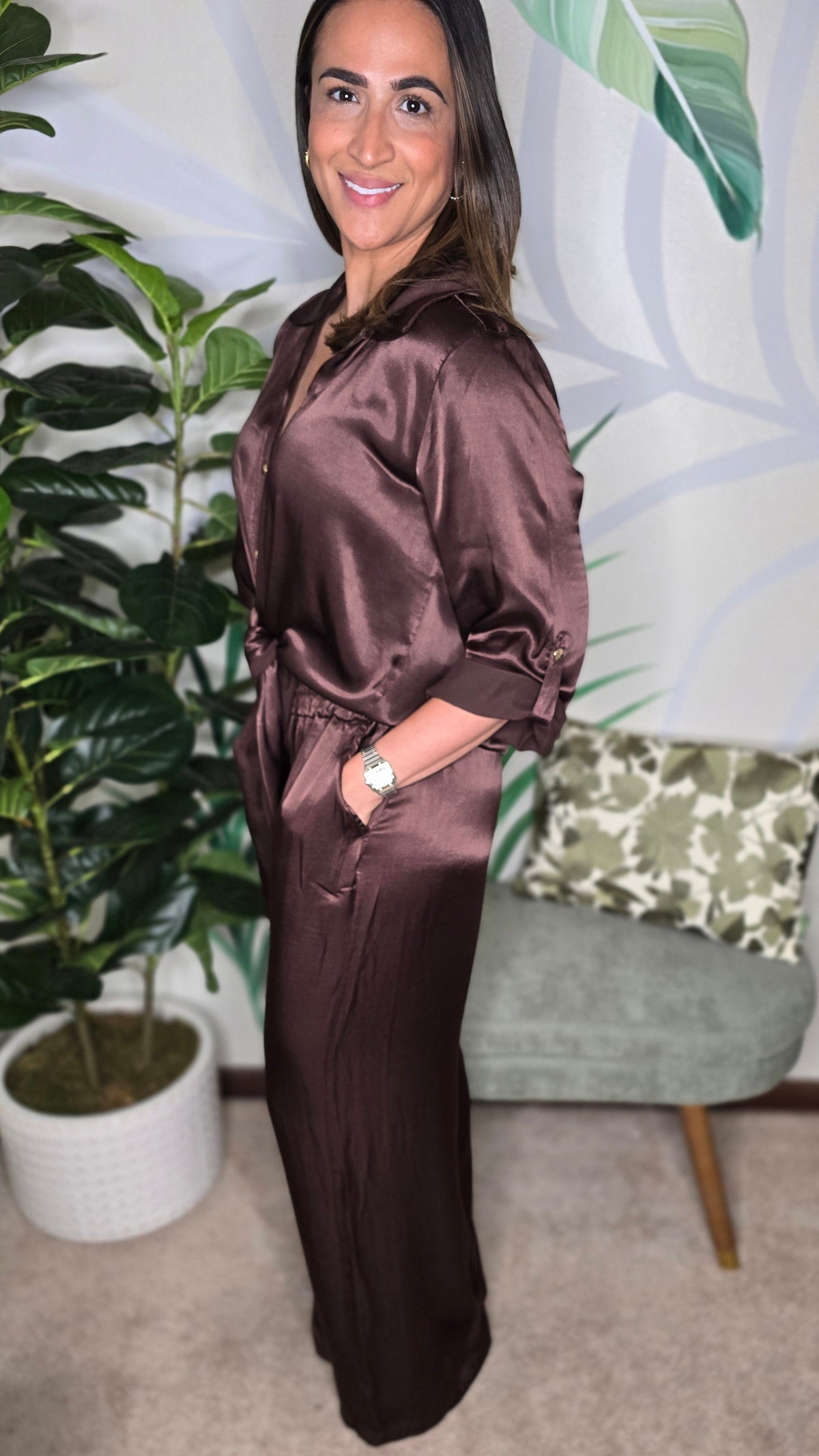 Set Satin Travel Brown – Made in Italy