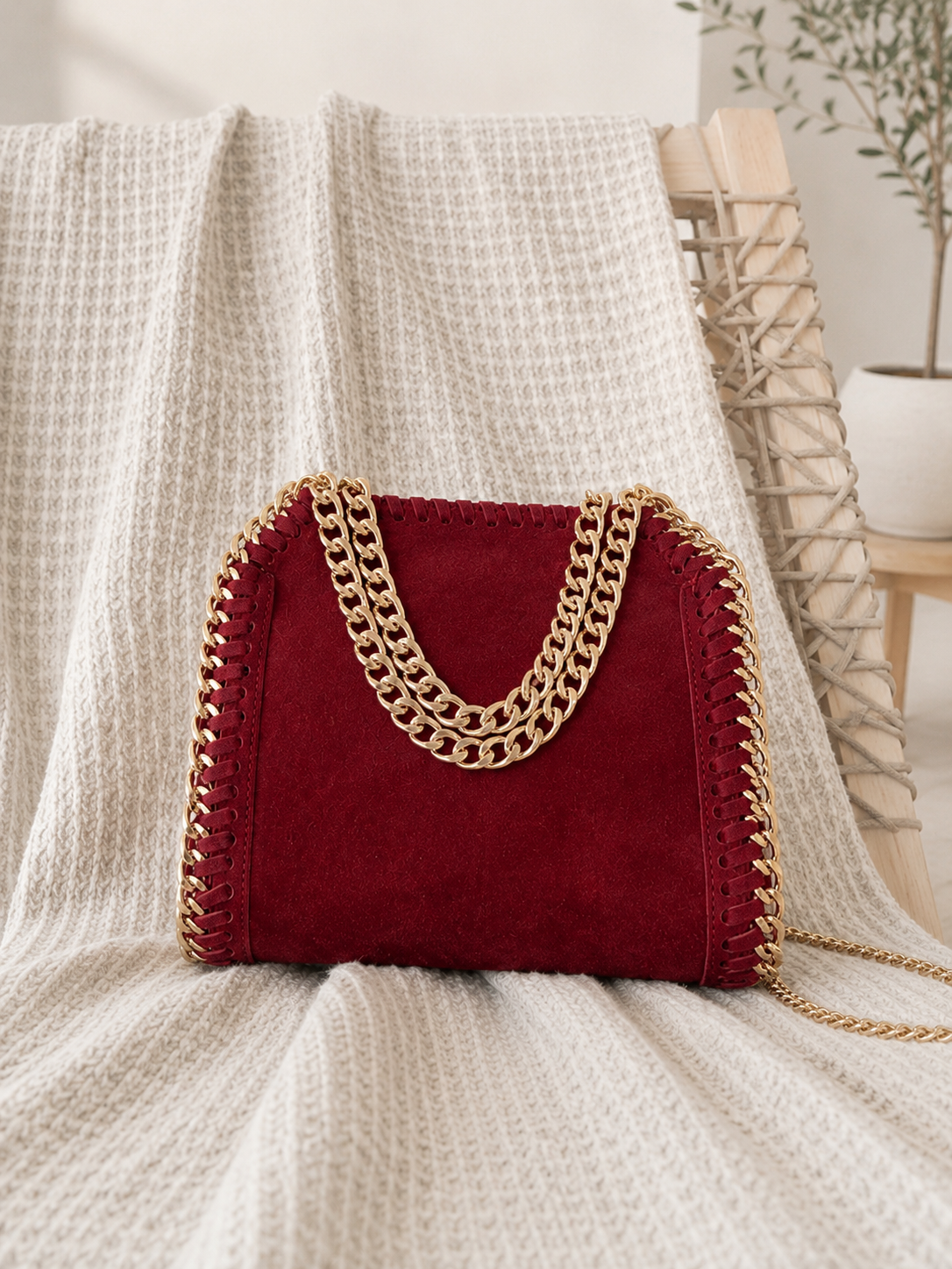SUEDE CHAIN BAG