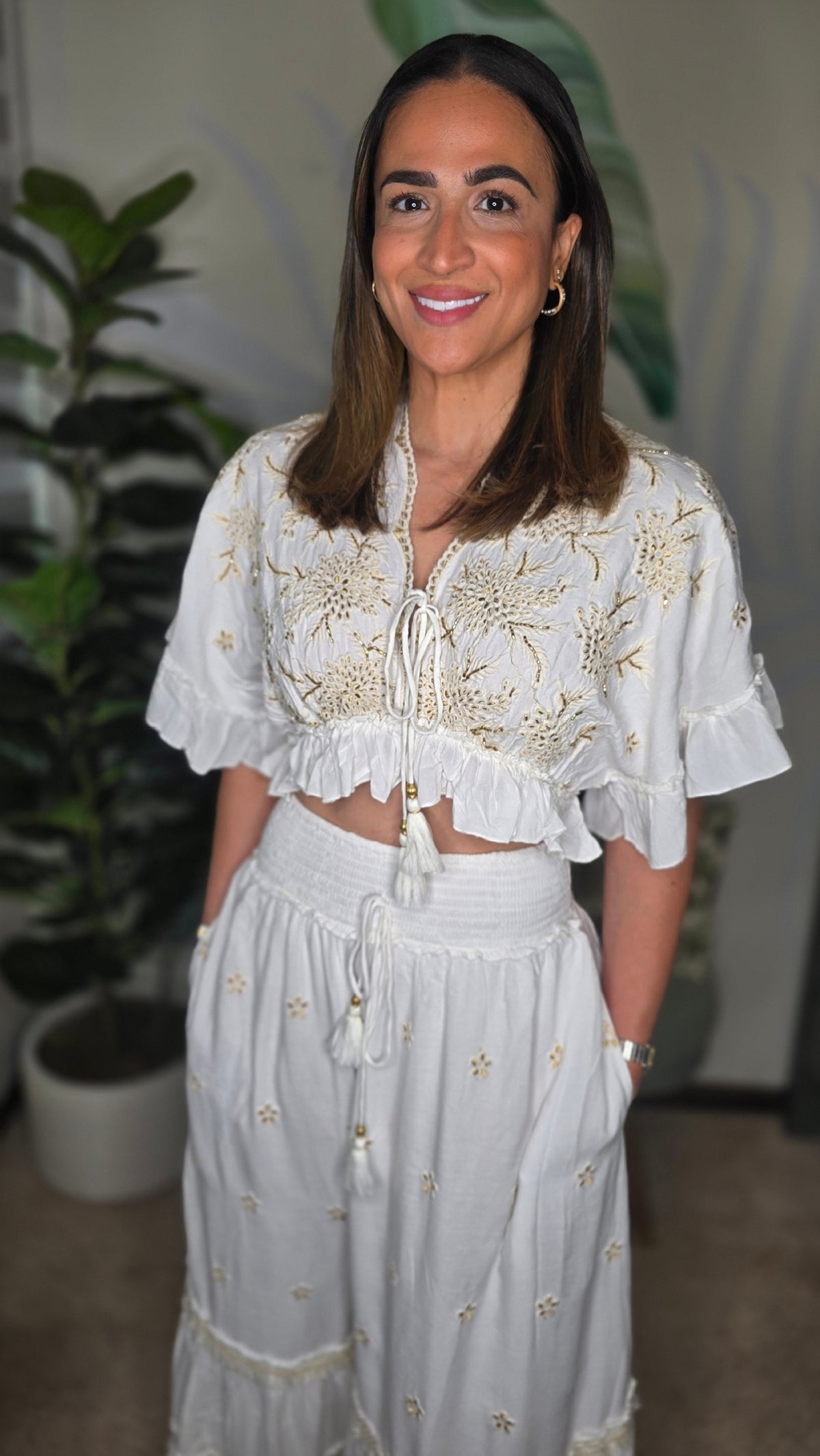 Zury Ivory Boho Set        Set de Dos Piezas con Falda Maxi y Crop Top| White Cotton Shop